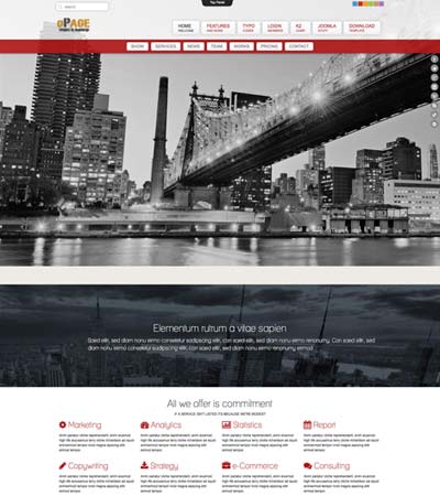 One page joomla template