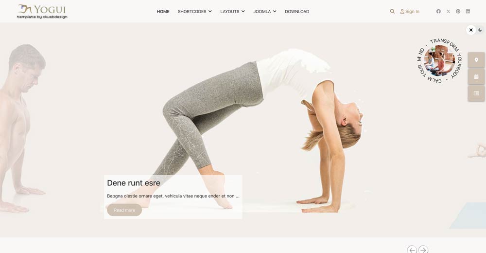 Yoga studio Joomla template
